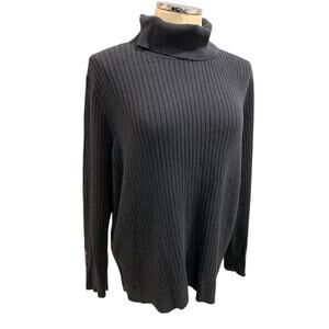 Size 2X Talbots Plus Womens Ribbed Black Turtleneck Sweater